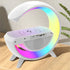 Lampa Smart LED RGB si Incarcator Wireless 15W, Lumini Ambientale, Sincronizare muzicala, Difuzor 5W, Muzica Bluetooth, USB, FM Radio, MicroSD, AUX, Afisaj Ceas Digital, Alarma, Alb